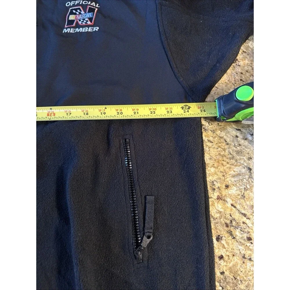 Vintage NASCAR Official Member Fleece/Nylon Hybrid Jacket Men’s 2XL Black Zip-Up